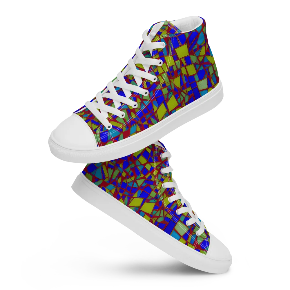 Chromatic Shatter on Men's High Top Canvas Shoes — Front