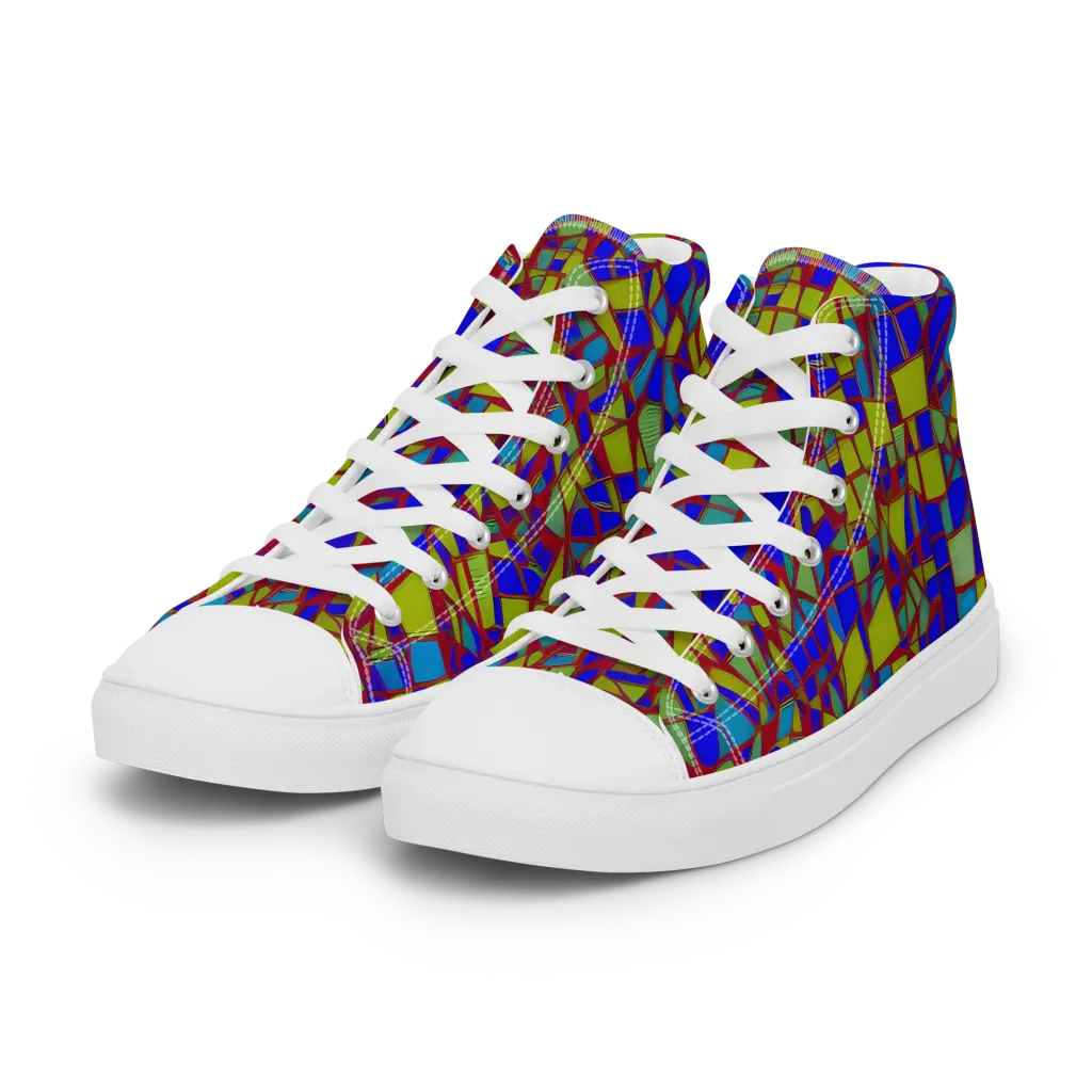 Chromatic Shatter on Women's High Top Canvas Shoes — Left Front