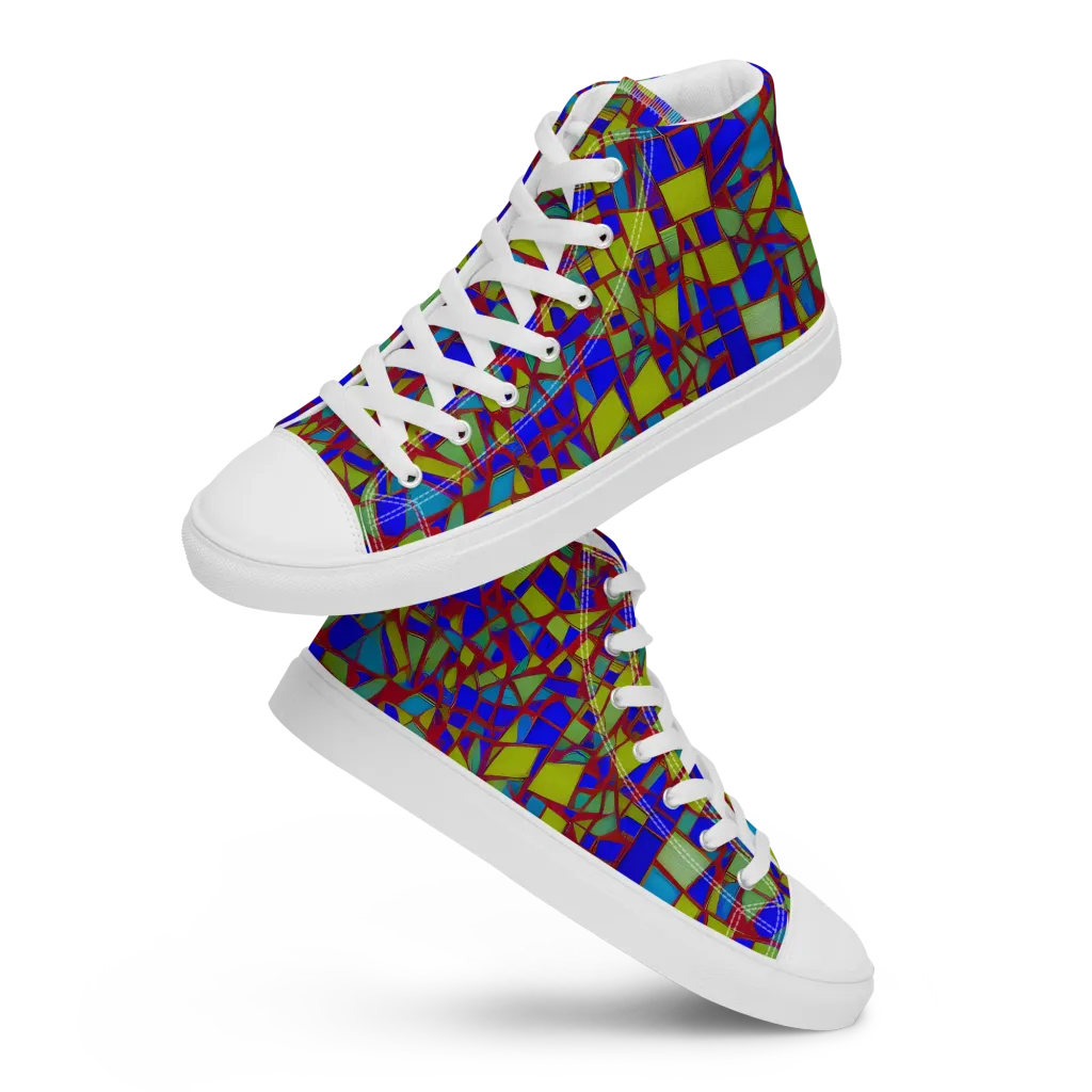 Chromatic Shatter on Women's High Top Canvas Shoes — Front