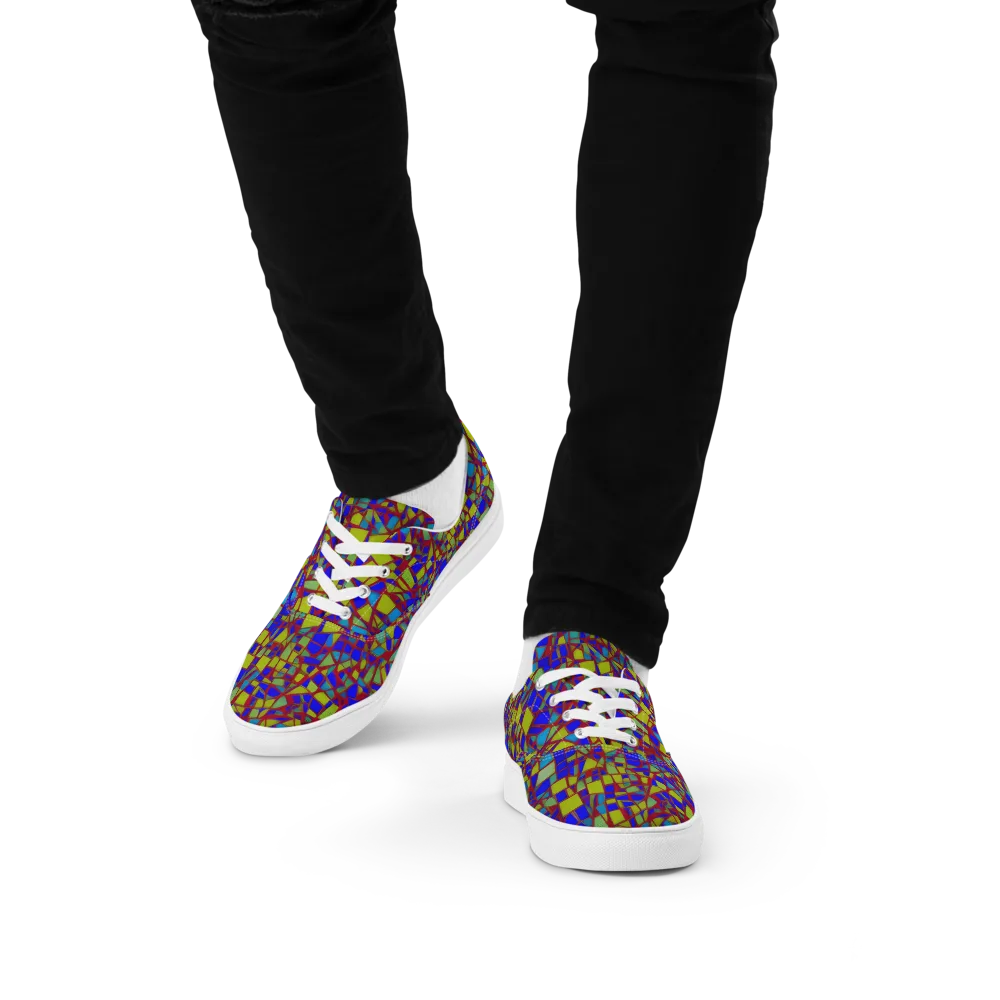 Chromatic Shatter on Men's Lace-Up Canvas Shoes — Front