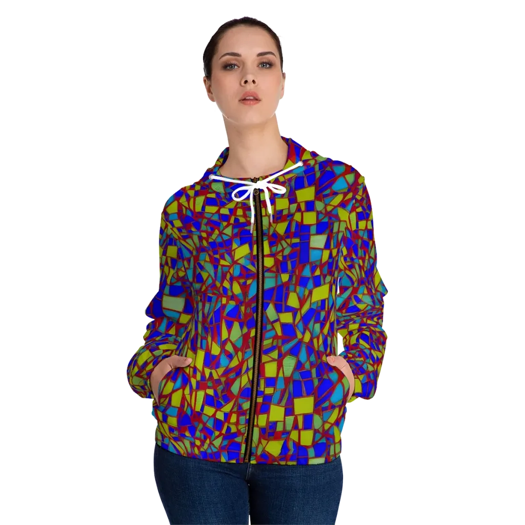 Chromatic Shatter on Women's Full-Zip Hoodie — Front On Person