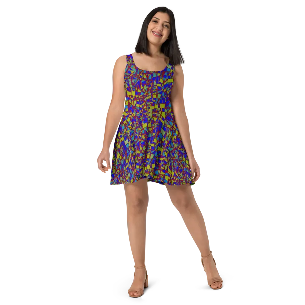 Chromatic Shatter on Skater Dress — Front