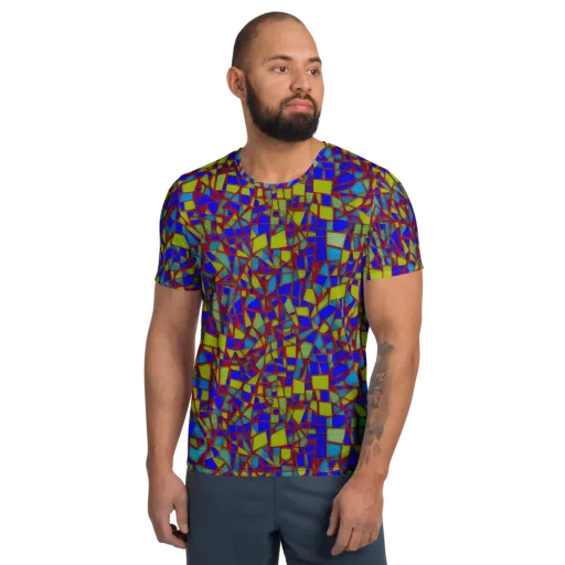 Chromatic Shatter on a Men's Athletic T-Shirt