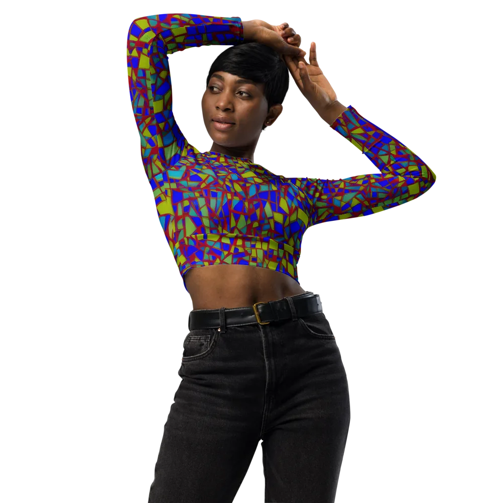 Chromatic Shatter on Long Sleeve Crop Top — Front