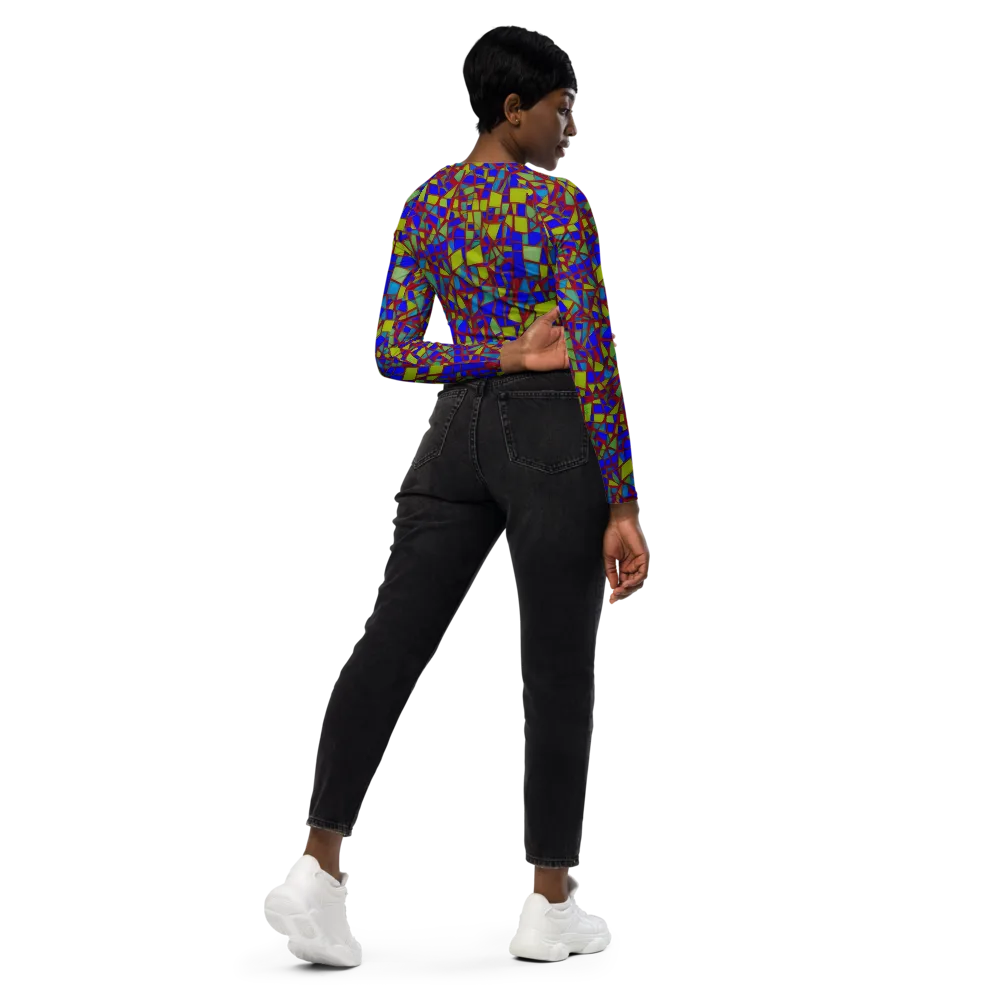 Chromatic Shatter on Long Sleeve Crop Top — Right Back