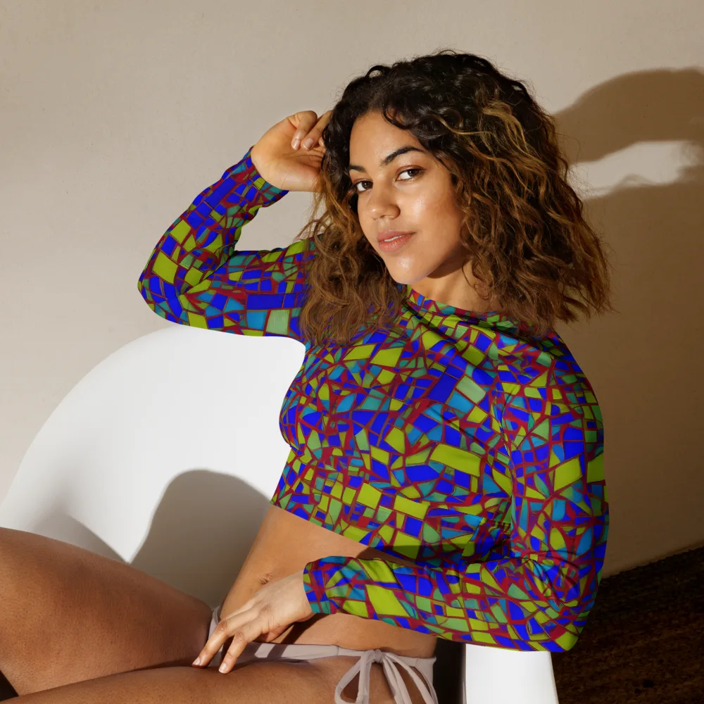 Chromatic Shatter on Long Sleeve Crop Top — Left Front