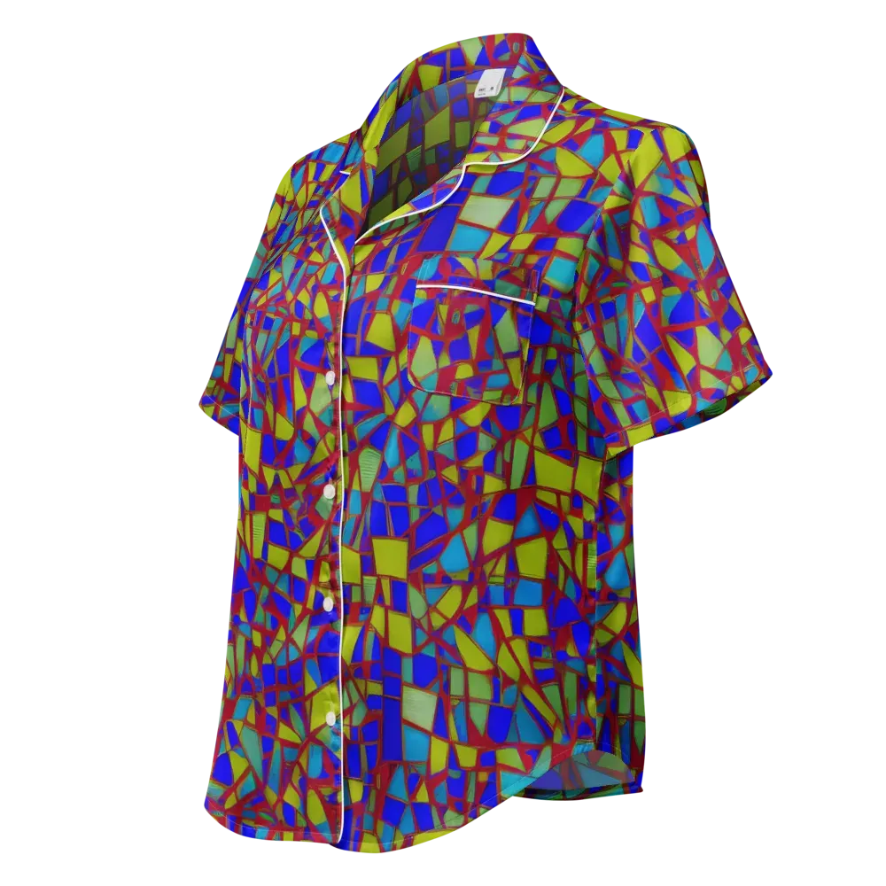 Chromatic Shatter on Women's Short Sleeve Pajama Top — Left Front
