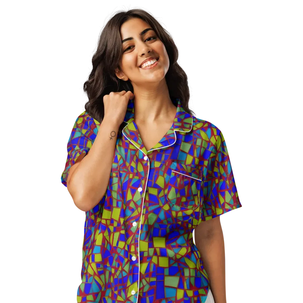 Chromatic Shatter on Women's Short Sleeve Pajama Top — Front