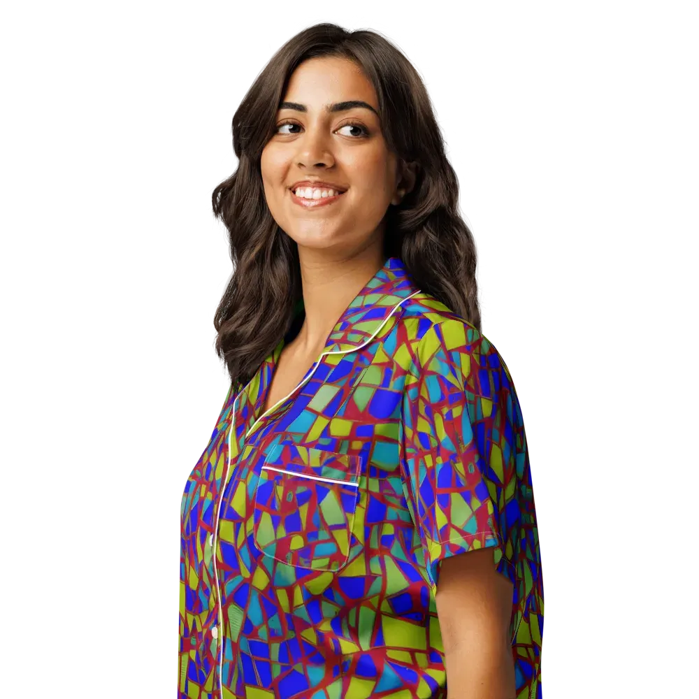 Chromatic Shatter on Women's Short Sleeve Pajama Top — Left Front