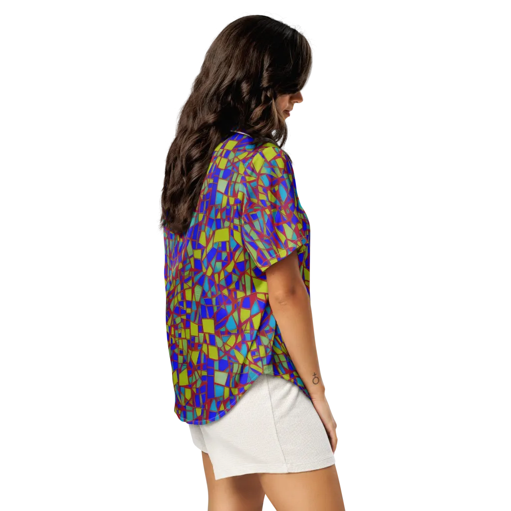 Chromatic Shatter on Women's Short Sleeve Pajama Top — Right Back