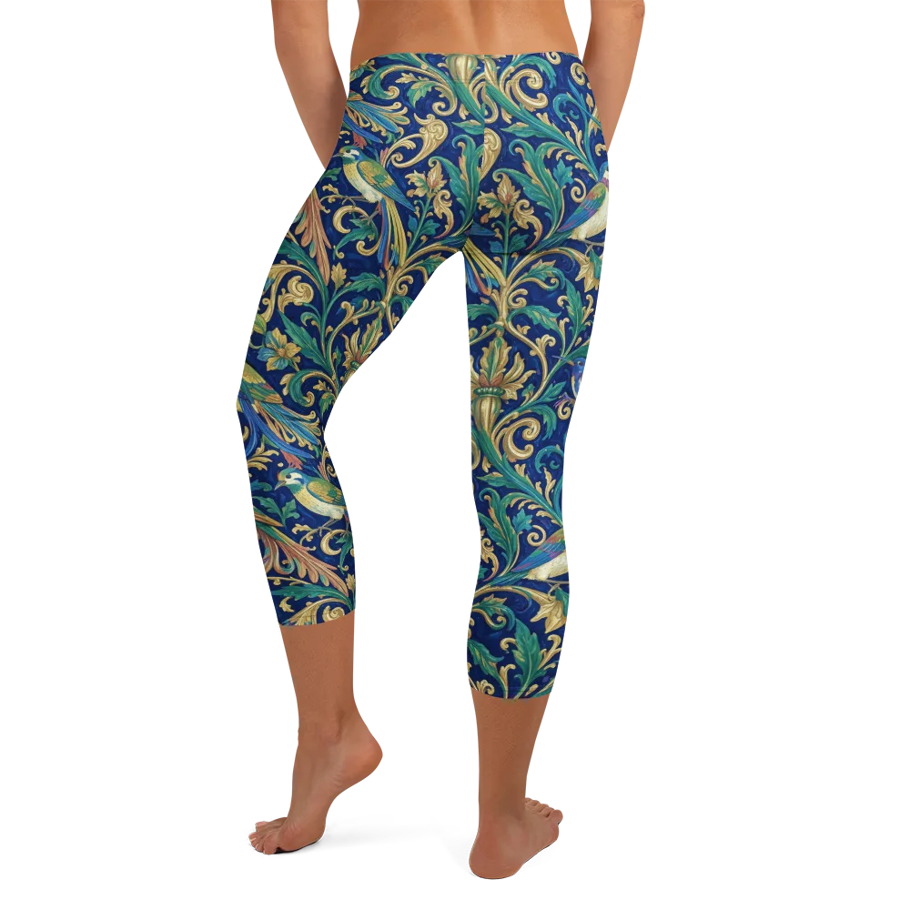 Gilded Songbirds on Capri Leggings — Back