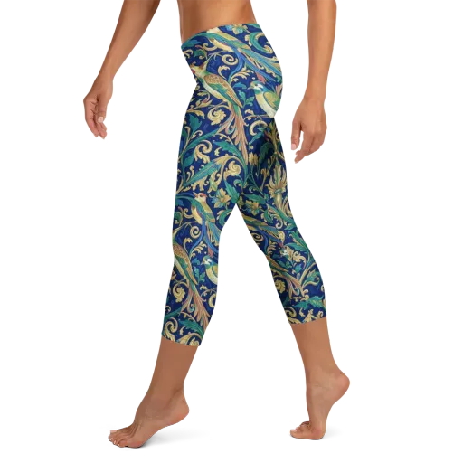 Gilded Songbirds on a Capri Leggings