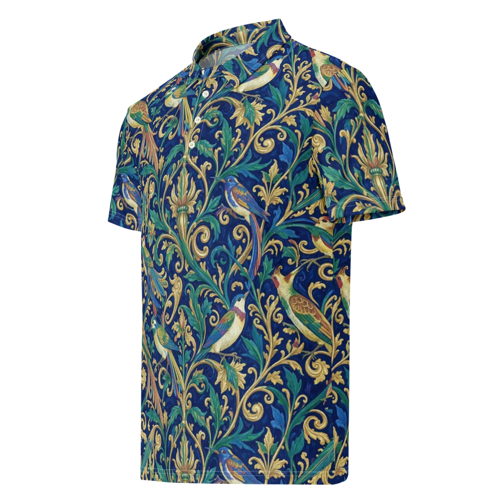 Gilded Songbirds on Men's Slim Fit Polo Shirt — Left Front