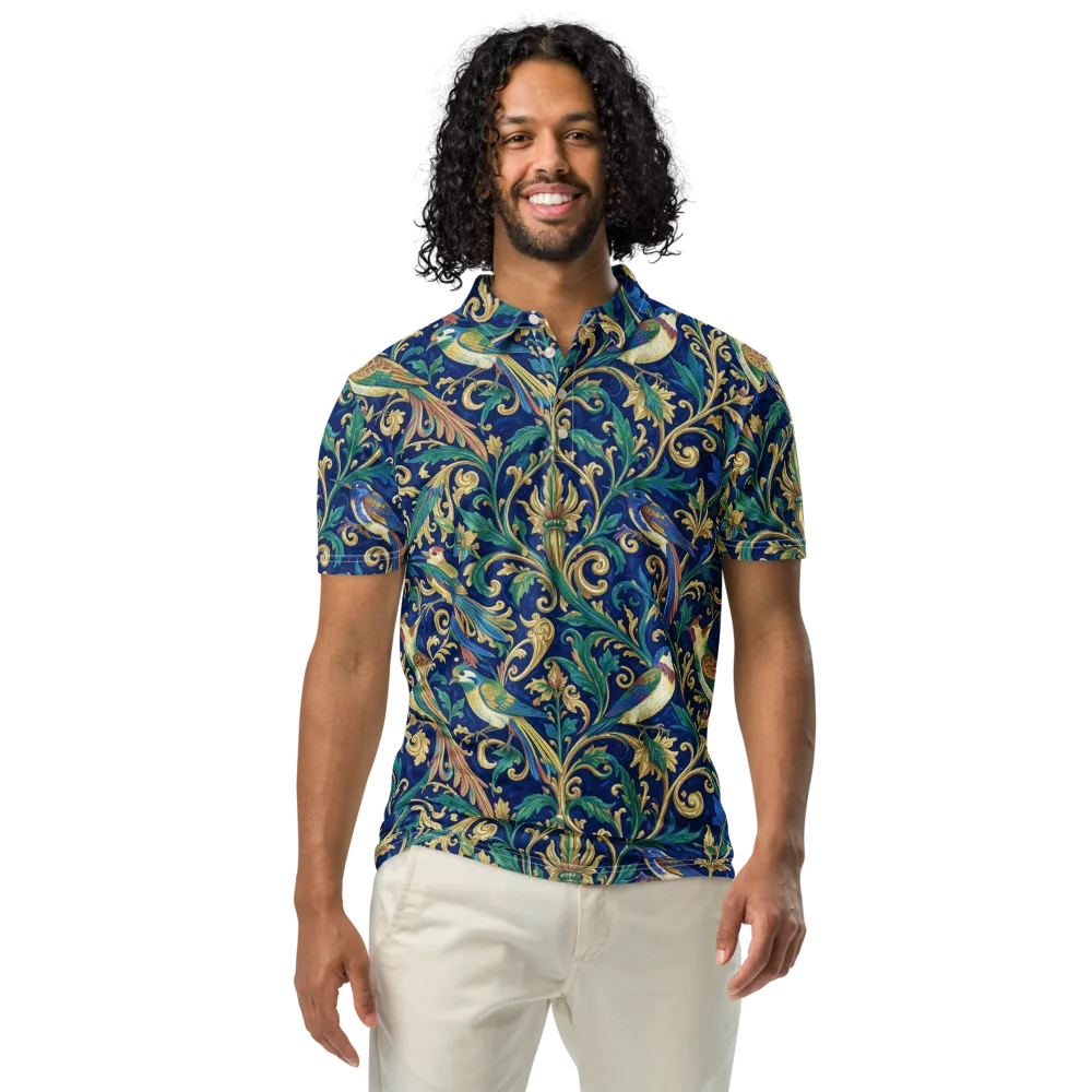 Gilded Songbirds on Men's Slim Fit Polo Shirt — Front