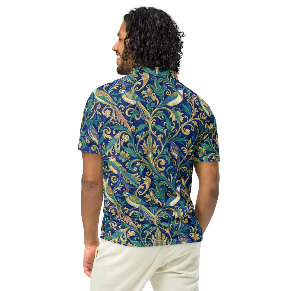 Gilded Songbirds on Men's Slim Fit Polo Shirt — Back