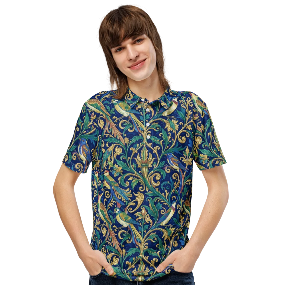 Gilded Songbirds on Men's Slim Fit Polo Shirt — Front