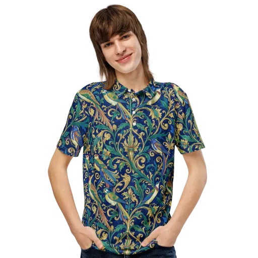 Gilded Songbirds on a Men's Slim Fit Polo Shirt