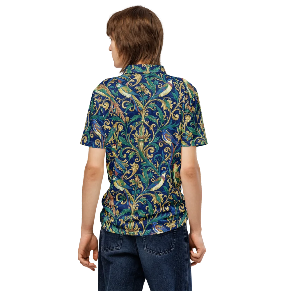 Gilded Songbirds on Men's Slim Fit Polo Shirt — Back