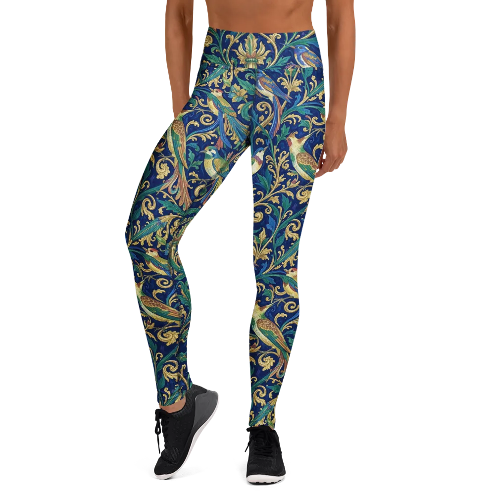 Gilded Songbirds on Yoga Leggings — Front