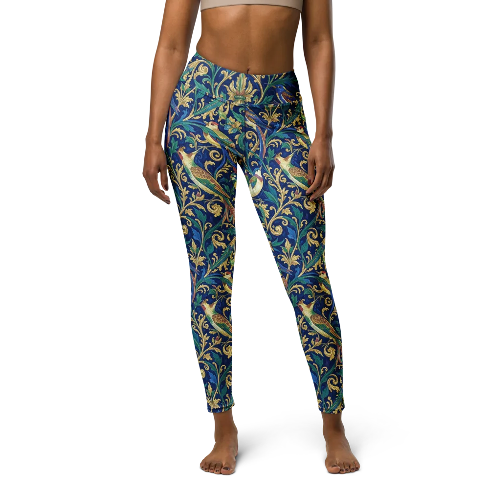Gilded Songbirds on Yoga Leggings — Front