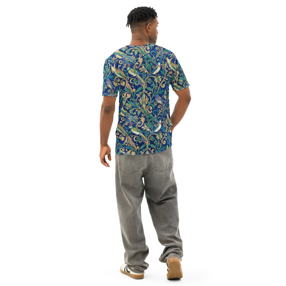 Gilded Songbirds on Men's Cotton Crew Neck T-Shirt — Back