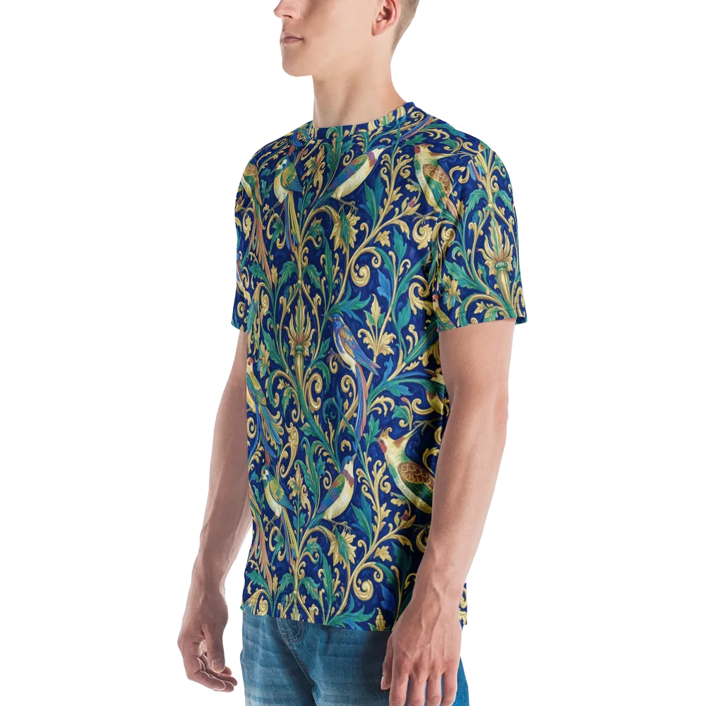 Gilded Songbirds on Men's Crew Neck T-Shirt — Left