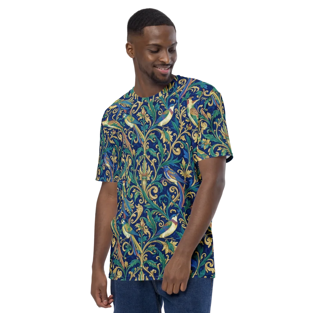 Gilded Songbirds on Men's Crew Neck T-Shirt — Left