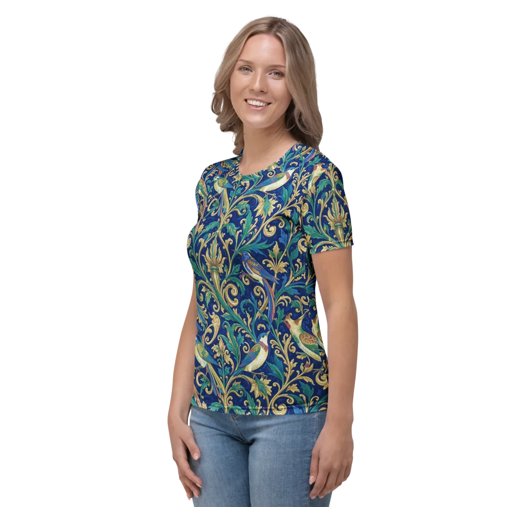 Gilded Songbirds on Women's Crew Neck T-Shirt — Left