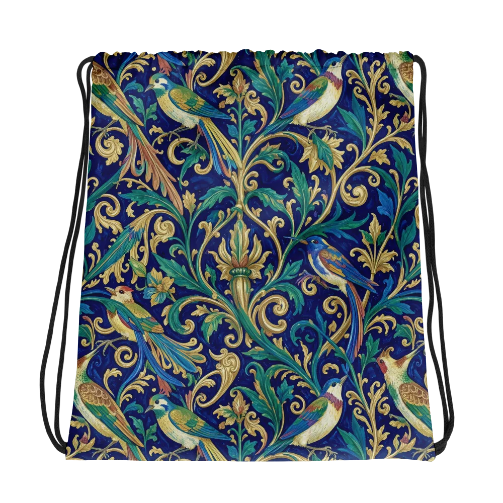 Gilded Songbirds on Drawstring Bag — Photo