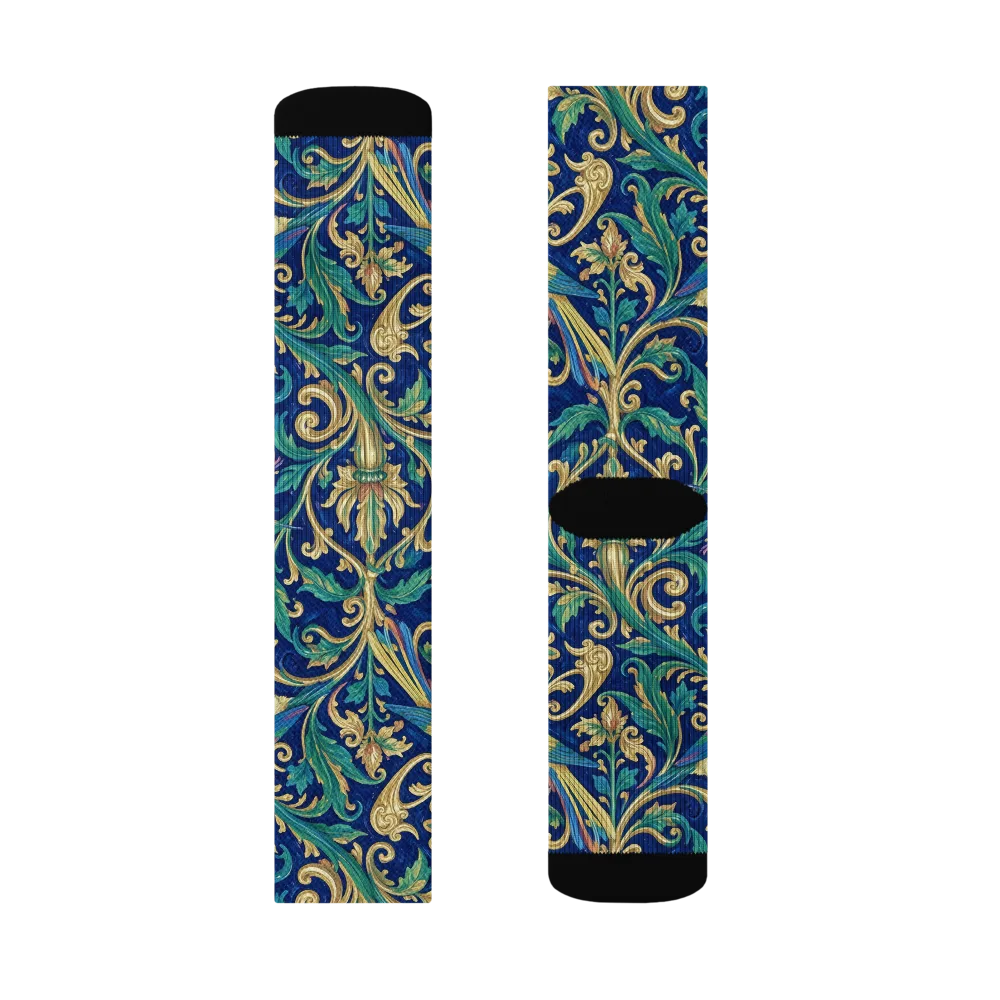 Gilded Songbirds on Socks — Left Sock