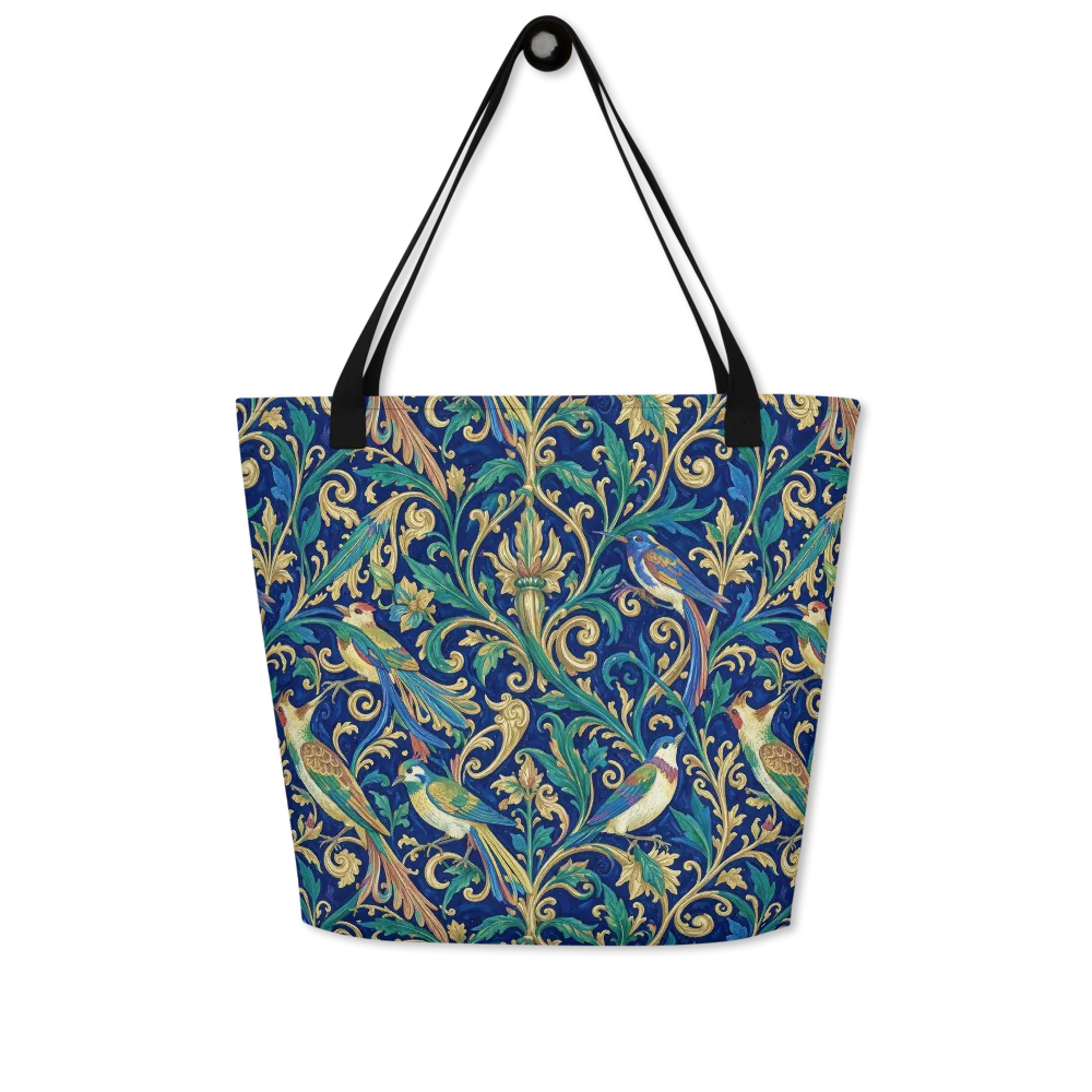 Gilded Songbirds on Large Tote Bag W/ Pocket — Front