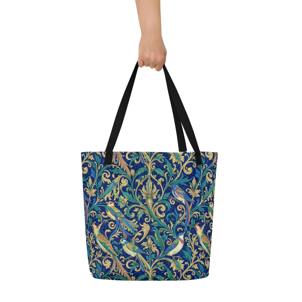 Gilded Songbirds on Large Tote Bag W/ Pocket — Front