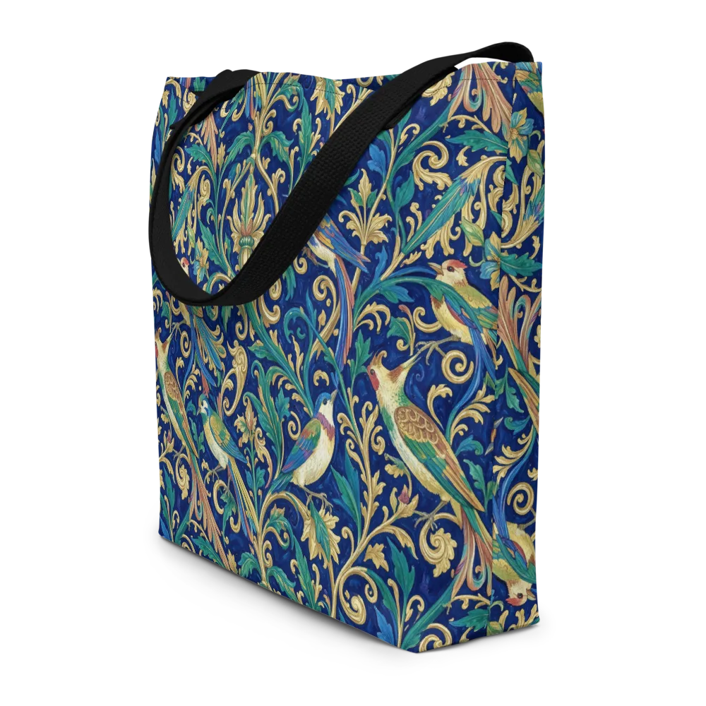 Gilded Songbirds on Large Tote Bag W/ Pocket — Front