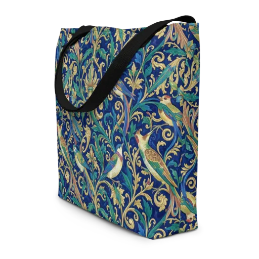 Gilded Songbirds on a Large Tote Bag W/ Pocket