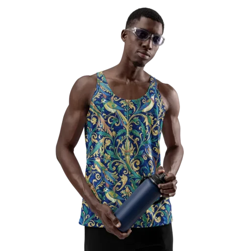 Gilded Songbirds on a Men's Tank Top
