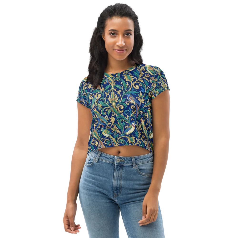 Gilded Songbirds on Crop Tee — Front