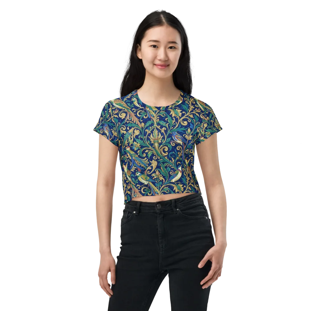 Gilded Songbirds on Crop Tee — Front