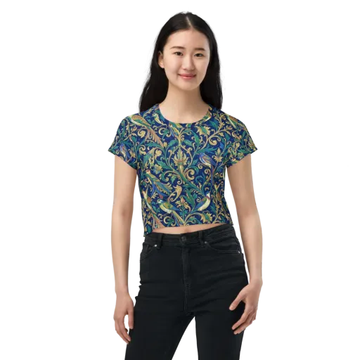 Gilded Songbirds on a Crop Tee