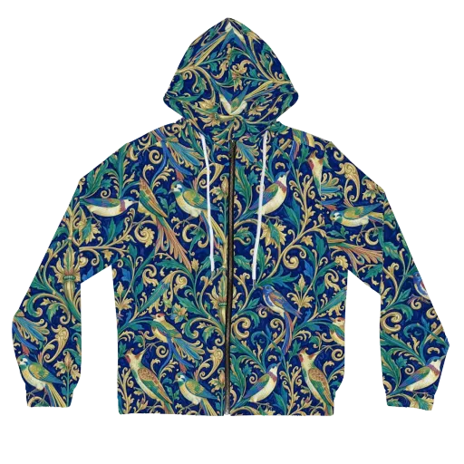 Gilded Songbirds on a Women's Full-Zip Hoodie