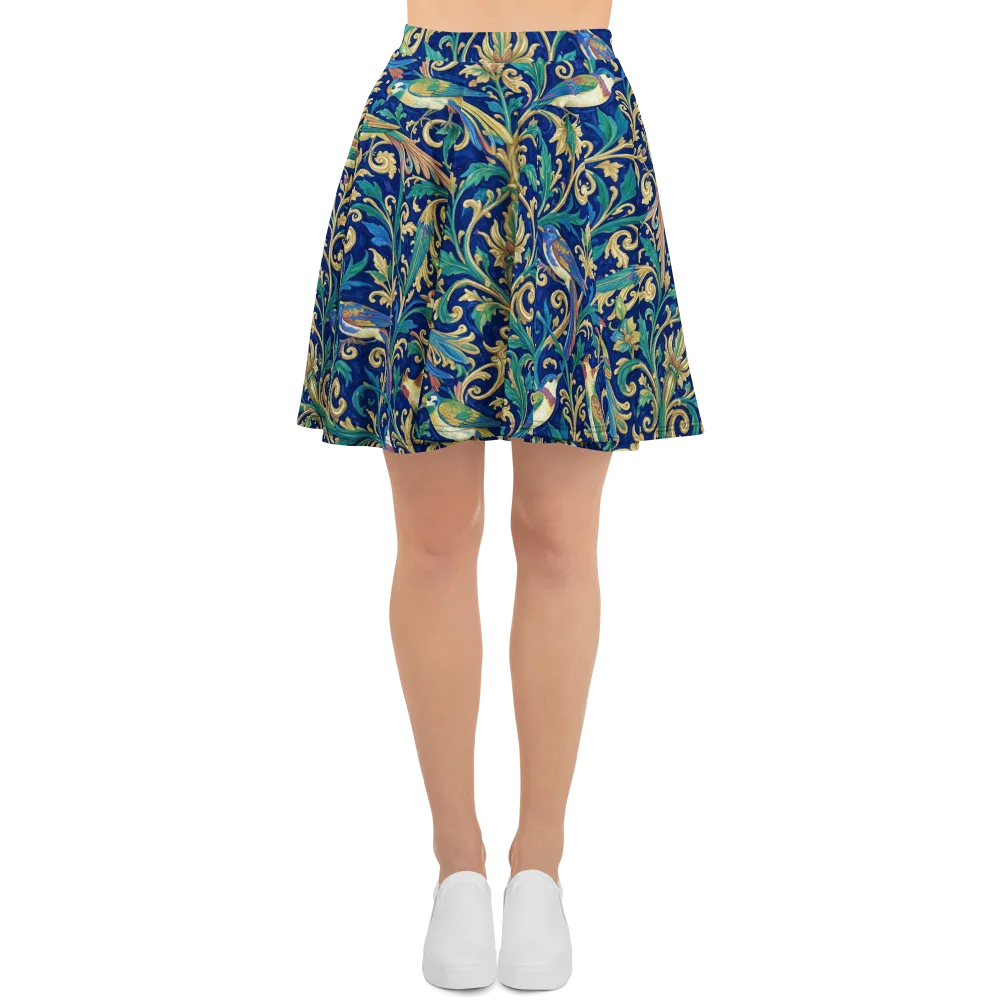 Gilded Songbirds on Skater Skirt — Front