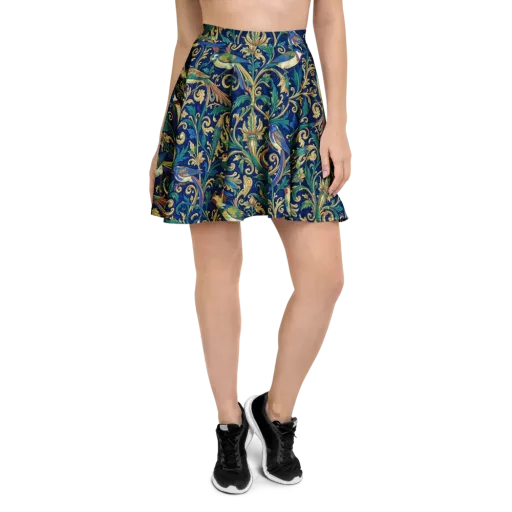 Gilded Songbirds on a Skater Skirt