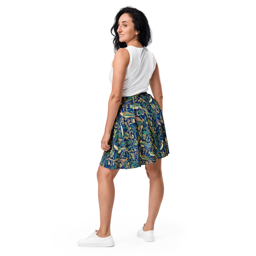 Gilded Songbirds on Skater Skirt — Back