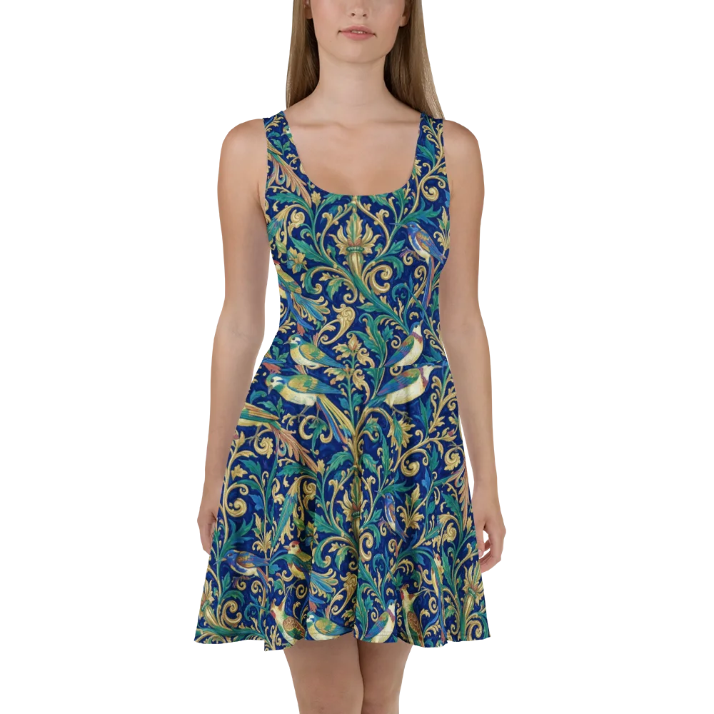 Gilded Songbirds on Skater Dress — Front