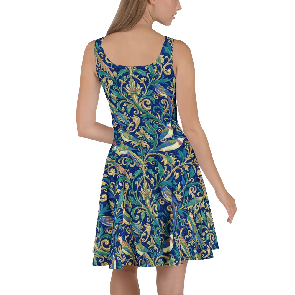 Gilded Songbirds on Skater Dress — Back