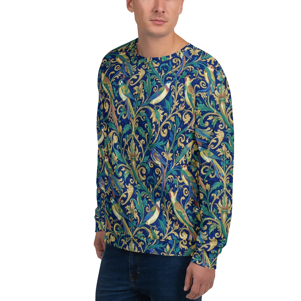 Gilded Songbirds on Sweatshirt — Left Front