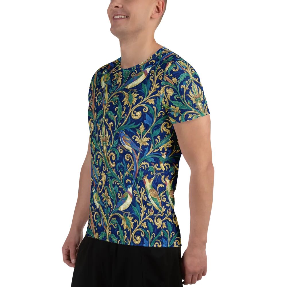 Gilded Songbirds on Men's Athletic T-Shirt — Left