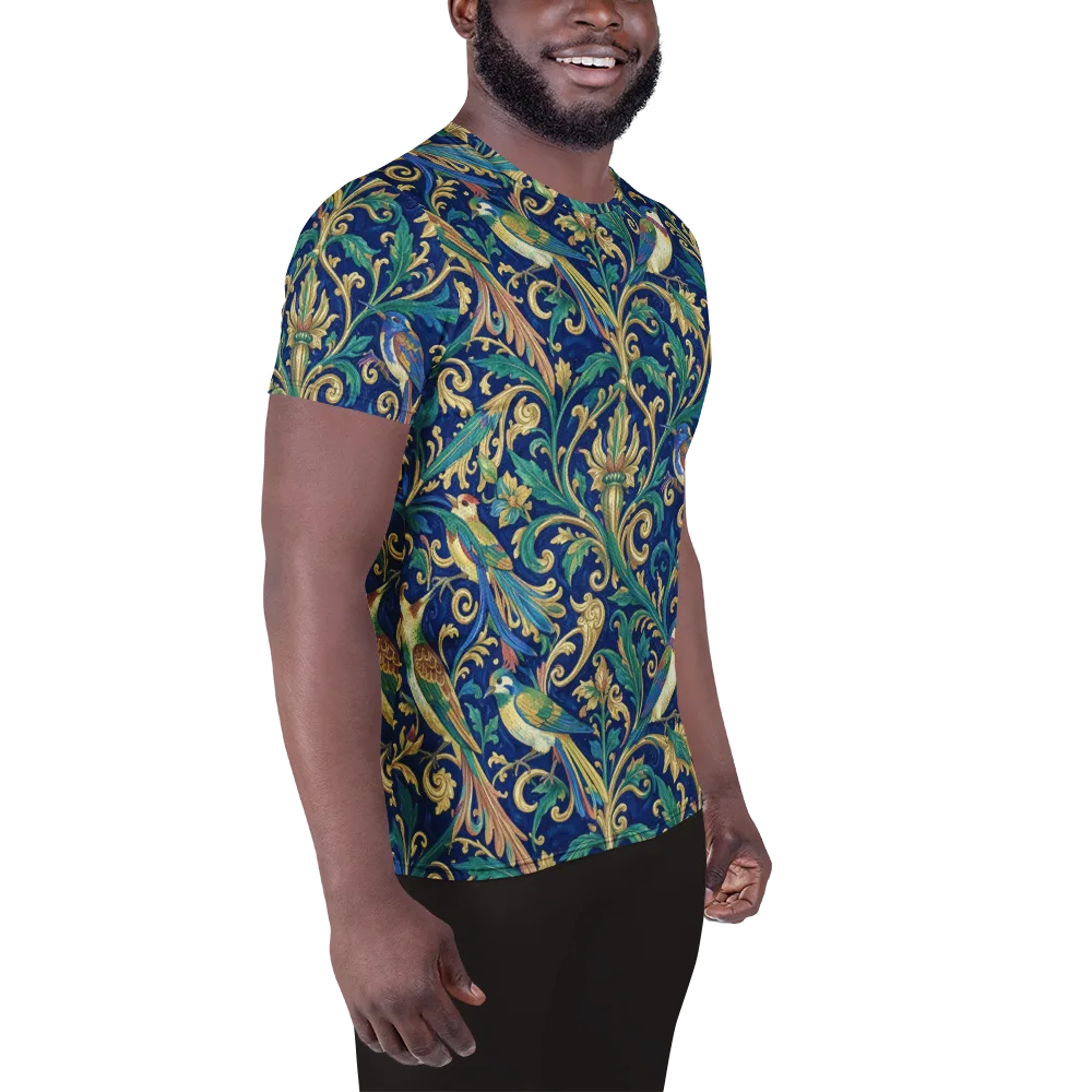 Gilded Songbirds on Men's Athletic T-Shirt — Right