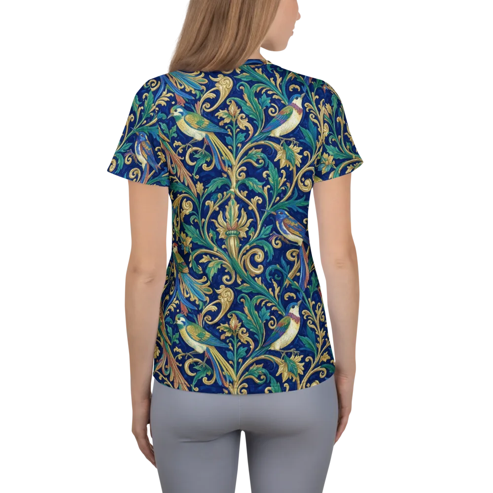 Gilded Songbirds on Women's Athletic T-Shirt — Back