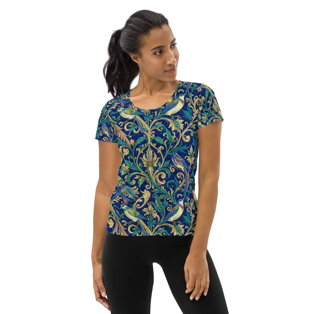 Gilded Songbirds on Women's Athletic T-Shirt — Front