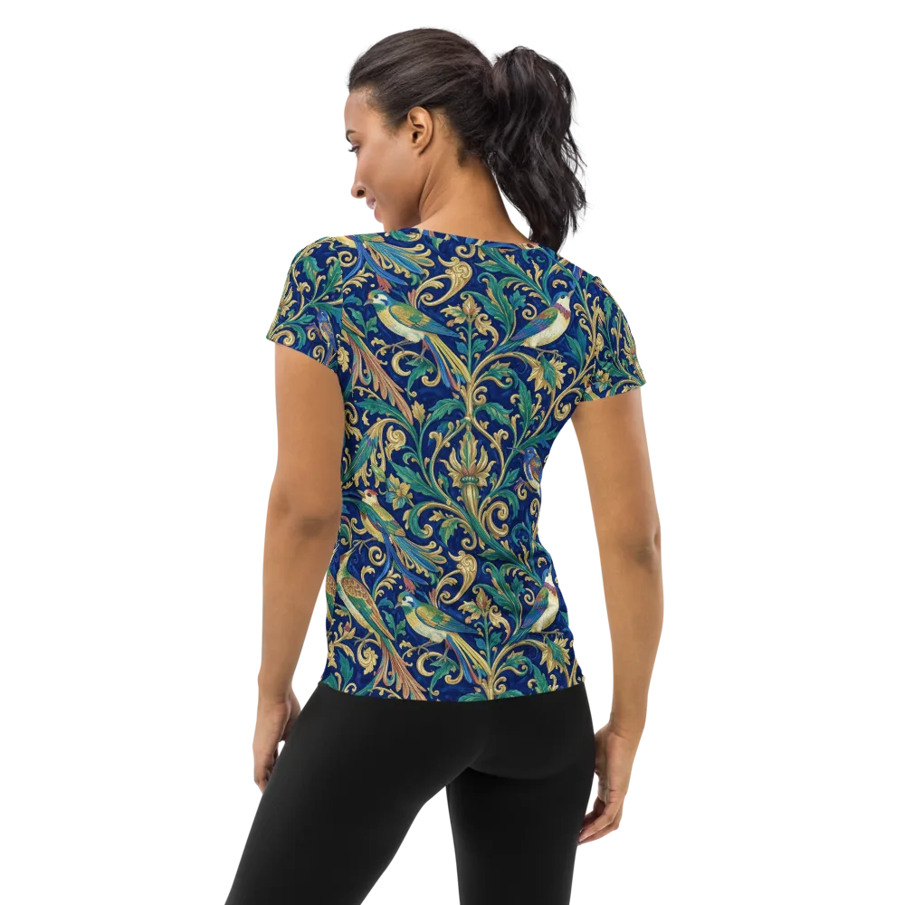Gilded Songbirds on Women's Athletic T-Shirt — Back